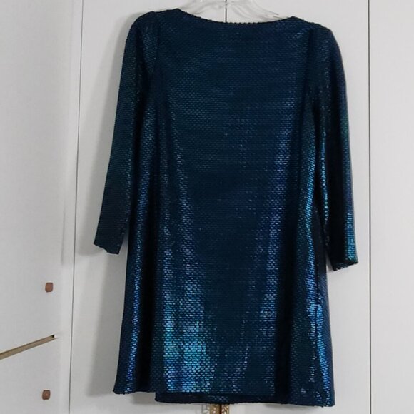 Free People Diamonds are Forever Dress Size S Blue Metallic Mini - Picture 5 of 6